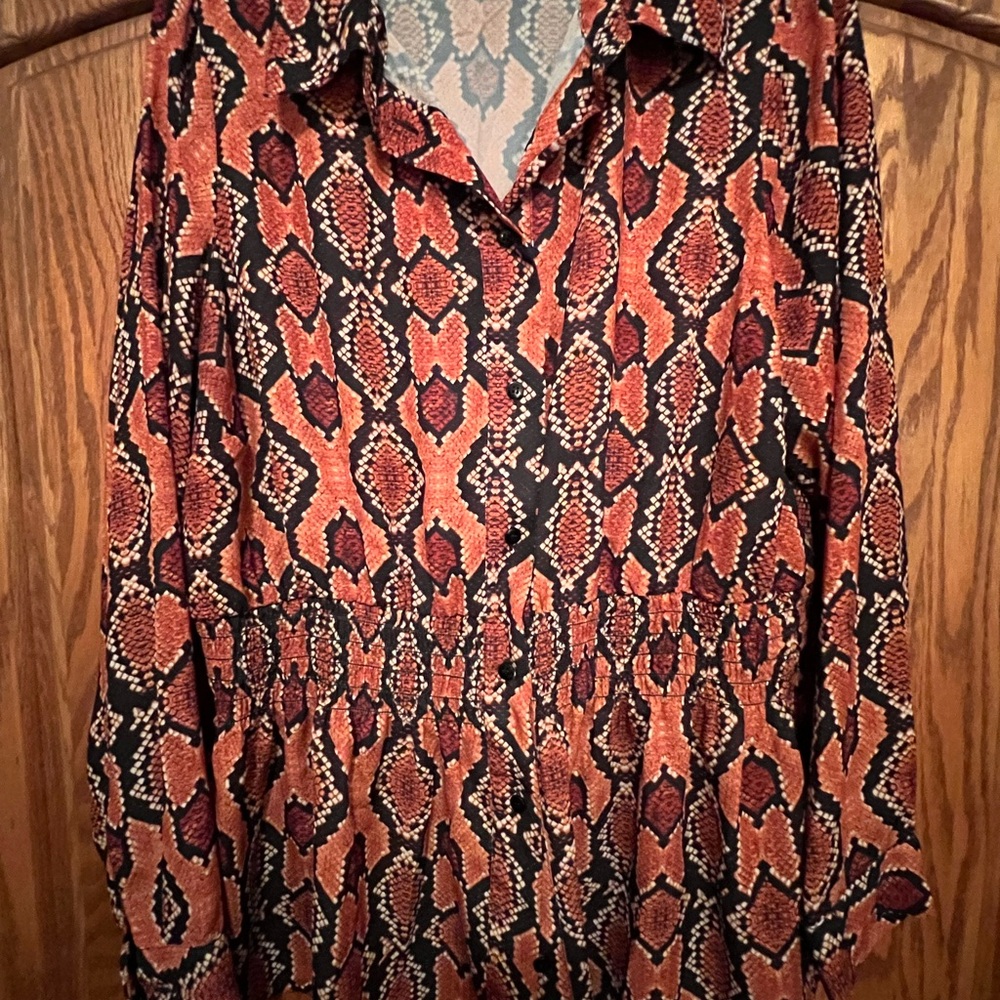 Fashion to Figure Black and Orange Snake Print Dress